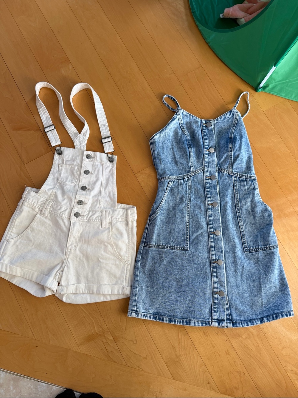 Girls Denim Short Overalls set of 2